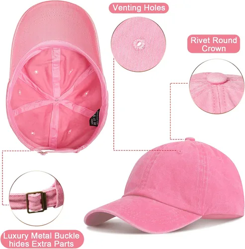 Miniatura 3 de Gorra de béisbol unisex de sarga ajustable para papá, 7 piezas, estilo vintage, lavada, desgastada