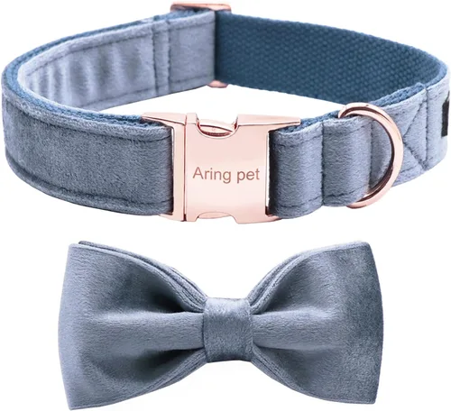 Miniatura 28 de ARING PET Collar de perro con corbatín, collares de terciopelo para perros con corbatín extraíble, collar de lazo ajustable para perros hembras