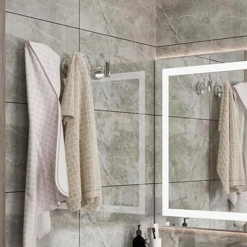 Miniatura 5 de Paquete de 4 ganchos para toallas de baño, soporte para toallas de montaje en pared con acabado cromado, perchero de servicio pesado, ganchos