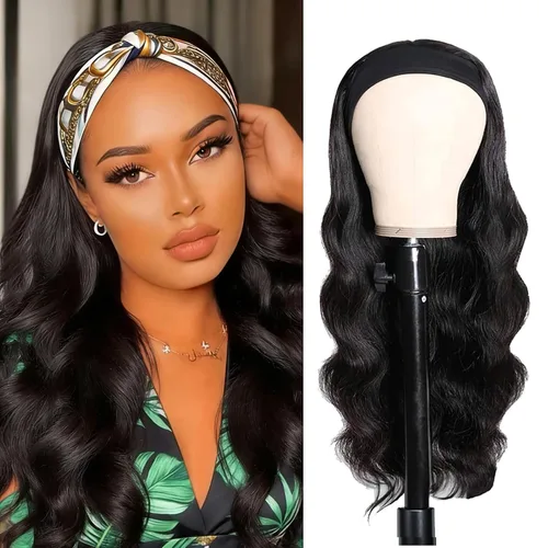 Miniatura 27 de XSY: Peluca de diadema de cabello humano de onda profunda sin pegamento, sin encaje frontal, peluca de diadema rizada, lista para usar y llevar