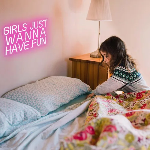 Miniatura 7 de Letrero de neón "Las chicas solo quieren divertirse" para decoración de pared, letreros de neón LED rosa estilo retro, letrero de neón para chicas