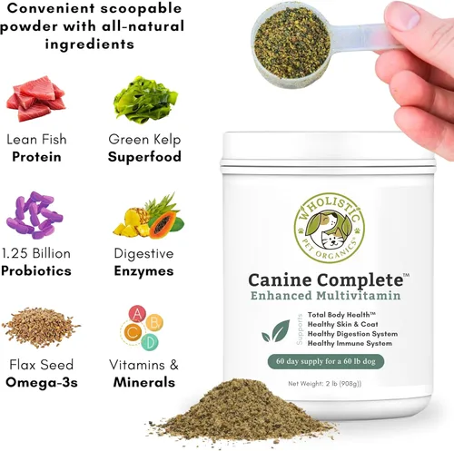 Miniatura 3 de Wholistic Pet Organics Canine Complete - Polvo multivitamínico para perros, 2 libras, vitaminas diarias para perros y suplementos para alimentos