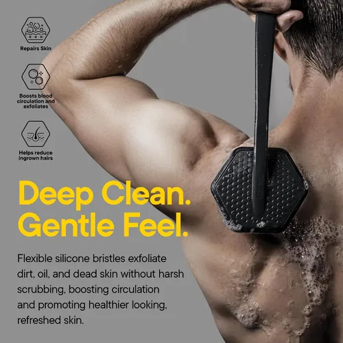 Miniatura 6 de TOOLETRIES Depurador de espalda de silicona con gancho, cuerpo exfoliante y cepillo de baño, mango ergonómico largo, agarre antideslizante