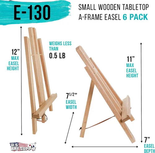 Miniatura 2 de U.S. Art Supply Caballete pequeño de mesa de 11 pulgadas – Soporte de exhibición de madera de haya artista con marco en A, caballete de madera