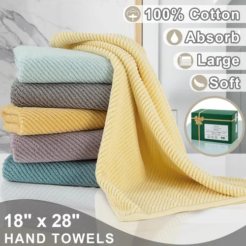 Miniatura 312 de VOOVA & MOVAS Toallas de mano blancas - 100% algodón Ligeras Gruesas Secado rápido Suaves Absorbentes, paquete de 4 piezas grandes de 18