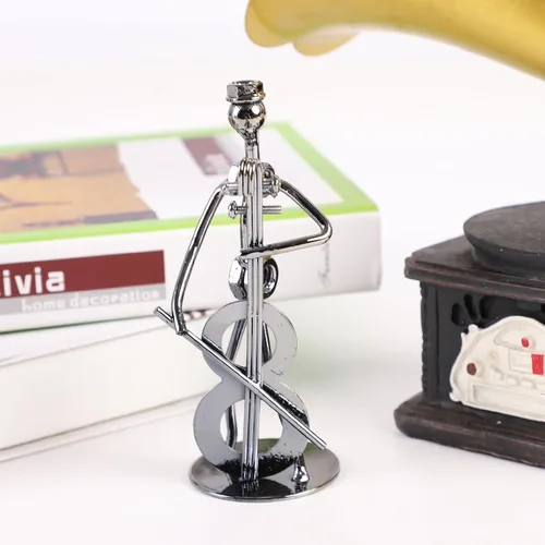 Miniatura 7 de Pequeña escultura de hierro, músico de metal, decoración de figuras de arte, regalo de estatua de hombre musical, exhibición para escritorio