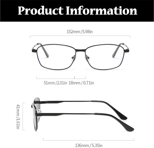 Miniatura 3 de LJCZKA Lentes rectangulares con bloqueo de luz azul para hombres y mujeres, marco de metal cuadrado, anteojos antifatiga ocular clásica