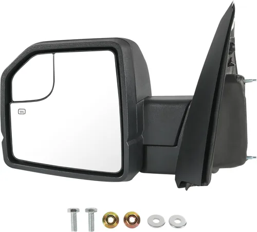 Miniatura 13 de JDMSPEED Espejo retrovisor lateral izquierdo eléctrico con calefacción, señal LED texturizada, negro, izquierdo, LH, compatible con Ford F150