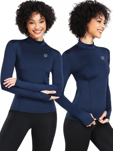 Miniatura 15 de NELEUS - Camisa deportiva de compresión atlética, de manga larga, para mujer, dry fit, paquete de 3