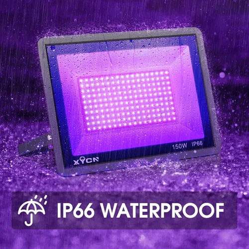 Miniatura 2 de YANYCN Paquete de 4 luces LED de inundación negras de 300 W, para exteriores con enchufe e interruptor, luz negra impermeable IP66 para fiesta