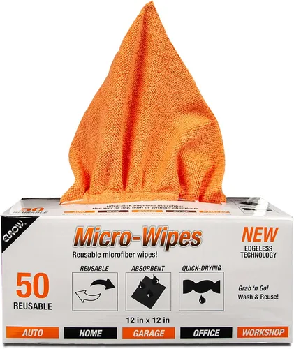 Miniatura 7 de Eurow Paños de limpieza y secado de microfibra de 200 GSM con caja dispensadora, reutilizables, sin rayas, sin arañazos, ultra absorbentes, sin
