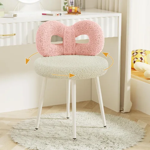 Miniatura 10 de ROOMTEC Silla de tocador giratoria con respaldo, silla de escritorio tapizada para niñas, tocador de maquillaje moderno para dormitorio, sala