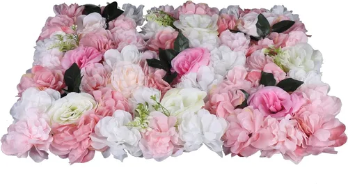 Miniatura 26 de Paneles de flores artificiales para decoración de pared, 6 piezas de rosas falsas, peonía, eucalipto, telón de fondo de pared de rosas para fiesta 6