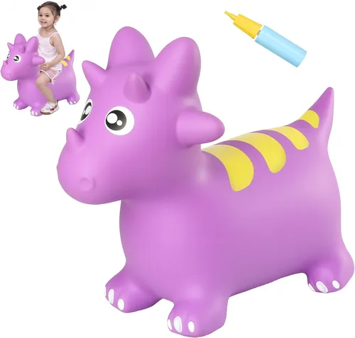 Miniatura 21 de INPANY Tolva de unicornio rosa, tolva de caballo, juguete inflable inflable para niños, niños y niñas, niños pequeños (bomba incluida)