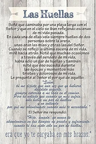 DEXSA Las Huellas - Placa de madera con caballete y colgador de pared, diseño de huellas inspiradoras en español, 6 x 9 pulgadas, fabricado en los