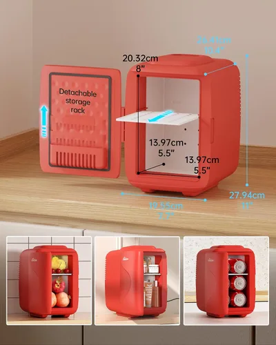 Miniatura 3 de BEICHEN Mini refrigerador [actualización], refrigerador pequeño de enfriamiento rápido de 4 litros/6 latas, refrigerador para el cuidado de la piel
