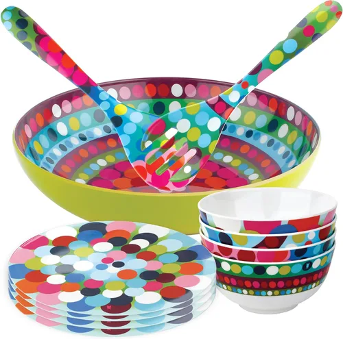 Miniatura 9 de French Bull Juego de 4 platos – Juego de 4 platos de ensalada de melamina de 9 pulgadas – Vajilla de melamina para interiores y exteriores – Foli