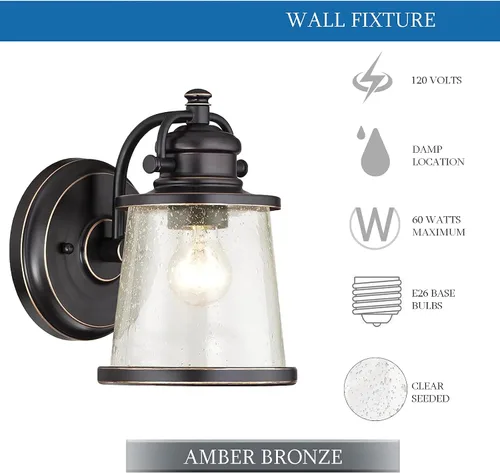 Miniatura 6 de Ciata Iluminación para exteriores, montaje en pared, aplique de una sola luz, lámpara de bronce resistente a la intemperie, 60 vatios, accesorio