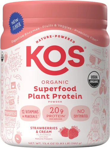 Miniatura 16 de KOS Proteína en polvo a base de plantas, muffin de arándano - Superalimento de proteína de guisantes orgánico con mezcla de espirulina y apoyo