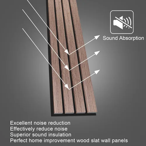 Miniatura 2 de NeatiEase Paneles de pared de madera, paneles de pared acústicos de listones de 9 pies para decoración de pared interior y reducción de ruido, Roble