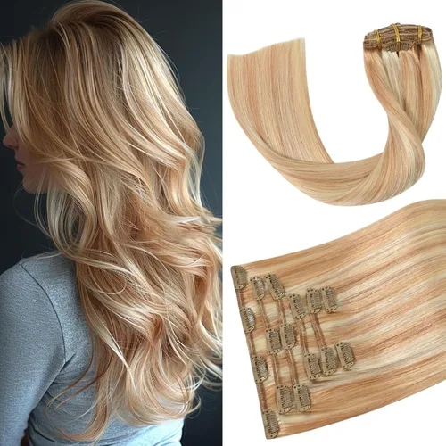 Miniatura 25 de Aison Extensiones de cabello humano real con clip, color marrón oscuro, 2.47 onzas, cabello humano Remy, 12 pulgadas, para mujeres, 7 unidades, 16