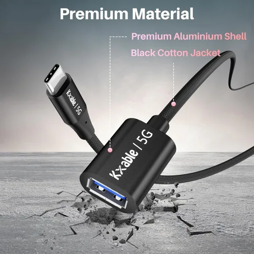 Miniatura 4 de Cable USB C a USB hembra de 2 pies, tipo C macho a USB A 3.1 hembra OTG, transferencia de datos de 5 Gbps, compatible con MacBook Pro/Air, iPhone 17