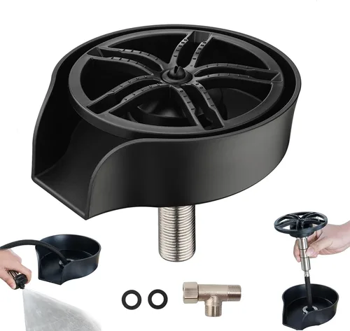 Enjuagadora de vidrio 2 en 1 para fregadero de cocina, lavadora de vasos giratoria de 360 grados de alta presión con pistola rociadora extraíble,