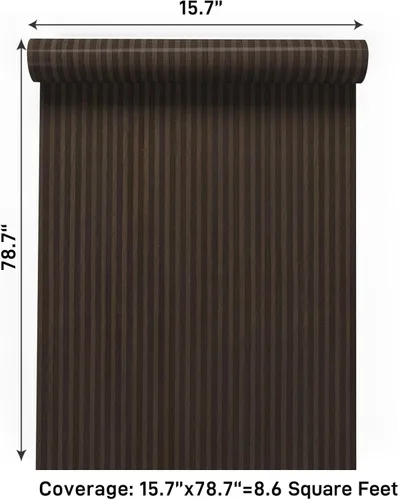 Miniatura 9 de VaryPaper Papel de contacto de madera marrón oscuro, papel tapiz de rayas de madera para pared de dormitorio, extraíble, autoadhesivo, impermeable