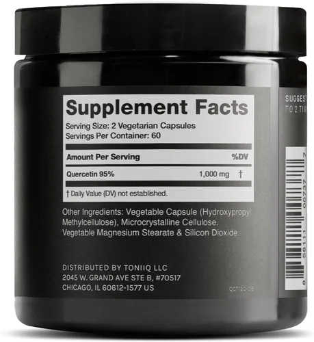 Miniatura 2 de Toniiq Cápsulas de quercetina de ultra alta pureza - 95%+ altamente purificadas y biodisponibles - 1000 mg por porción - 120 cápsulas de suplemento