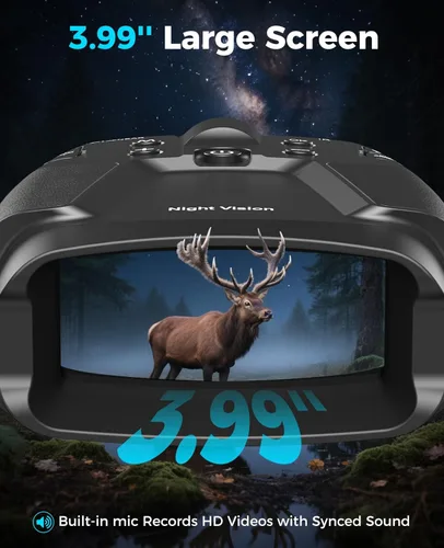 Miniatura 3 de Gafas de visión nocturna, prismáticos de visión nocturna 4K con pantalla HD de 3.99 pulgadas, 10000 mAh recargable, tarjeta de 64 GB incluida