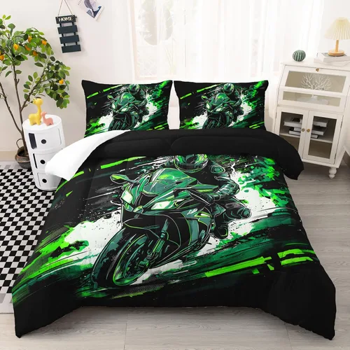 Miniatura 15 de AILONEN Juego de edredón de camión tamaño individual, juego de ropa de cama con temática de camión monstruo 3D sobre fondo azul, para niños y niñas