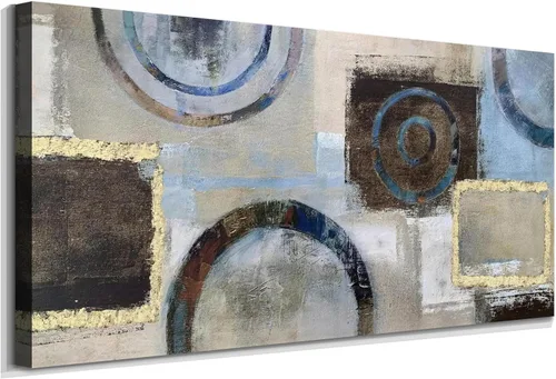 Acocifi Arte abstracto para pared, color beige, neutro, arte moderno para paredes, lienzo para sala de estar, imagen geométrica, pintura