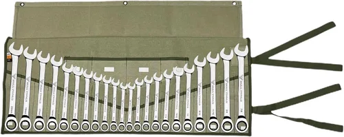 Miniatura 3 de BULL TOOLS Organizador de Rollo de Herramientas con 26 Bolsillos para Llaves, Métrico y SAE, Lona de Algodón Durable, Bolsa de Herramientas Oliva