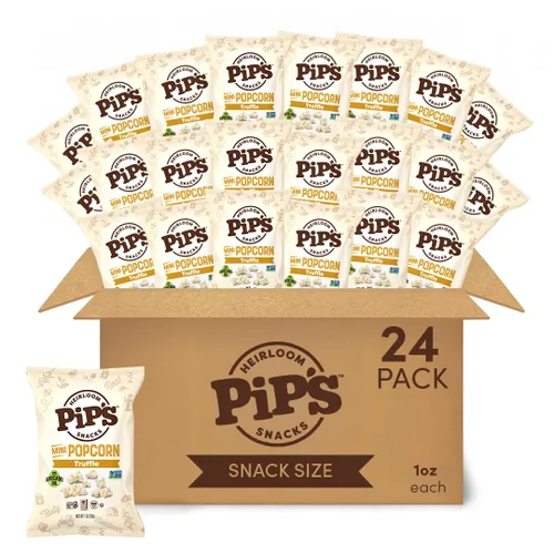 Miniatura 12 de Palomitas de Maíz Mini Tradicional de Pipcorn por Heirloom Pip's Snacks - Sal Marina, 1 oz 24 pz - Paquetes de Snack Saludables y Sin Gluten, Maíz
