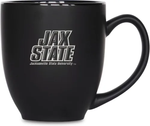 Miniatura 315 de Rico Industries - Taza de cerámica mate negra con grabado láser estándar de 15oz para NCAA (escuelas T & U) - Para bebidas calientes o frías