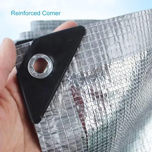 Miniatura 5 de Tela de protección solar para exteriores, 99 % de toldo reflectante de aluminio con ojales para invernadero, patio, césped, color de la tela: plata