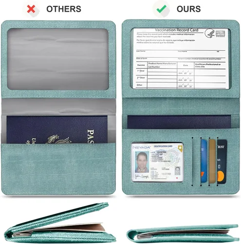 Miniatura 3 de Funda para pasaporte de vacunación, Azul 2PK