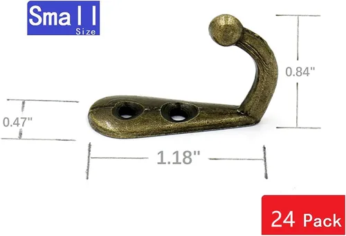 Miniatura 2 de Yansanido Paquete de 24 mini ganchos de metal con doble agujero de metal en tono bronce, gancho de puerta colgante con 48 tornillos