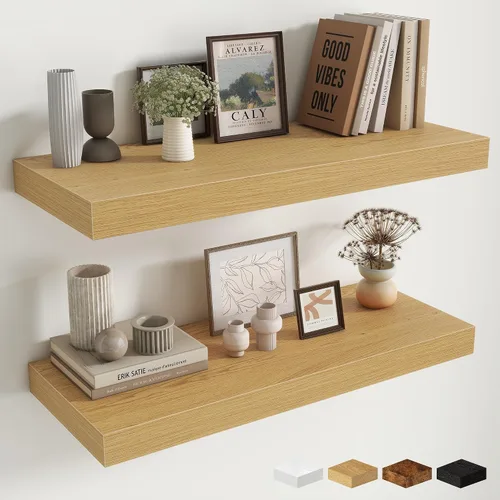 Miniatura 74 de Estantes flotantes de 48 pulgadas para pared, estante de chimenea de 10 pulgadas de profundidad, estantes flotantes de madera para pared, estantes