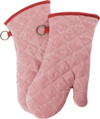 Miniatura 11 de 1 par de guantes de horno teñidos de hilo 100% algodón, resistentes al calor, guantes de 470 grados, para hombres y mujeres, para cocinar, hornear