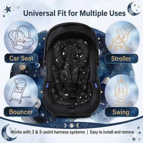 Miniatura 6 de Cojines de apoyo infantil, inserción para asientos de coche, cojines de cochecito, negro