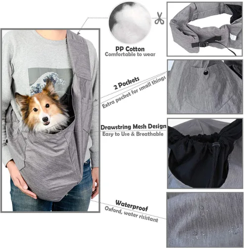 Miniatura 5 de ARELLA Cabestrillo Transportador para Perros Pequeños de 5 a 15 libras con Hombro Acolchado Ajustable Cómodo y Malla Transpirable para Viajes sin