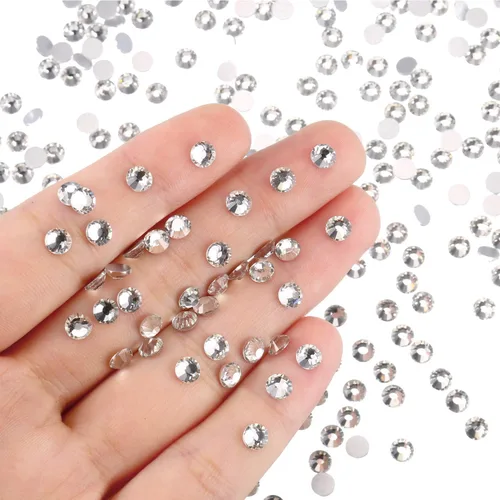 Miniatura 3 de EBOOT Paquete de 1440 gemas redondas de diamantes de imitación de cristal con parte trasera plana, para arte de uñas y decoración de maquillaje