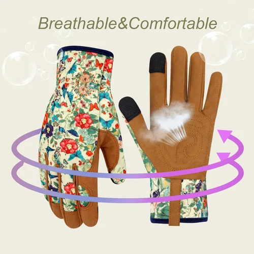 Miniatura 4 de Guantes de jardinería de cuero para mujer, guantes de jardín a prueba de espinas, guantes de trabajo para pantalla táctil, regalos ColorJ