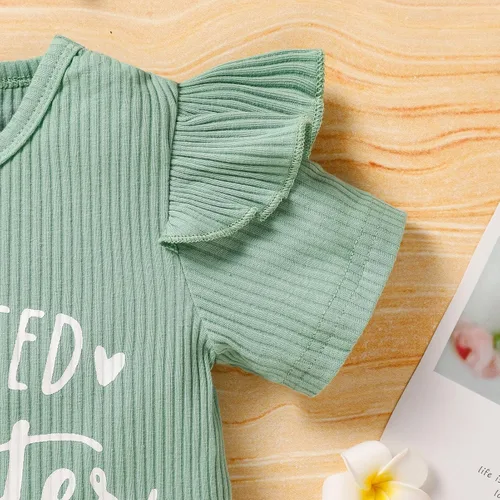 Miniatura 4 de Trajes florales para niñas y niñas, promovido a hermana mayor, camisa de manga corta + pantalones cortos con lazo floral + diadema, 3 piezas de ropa