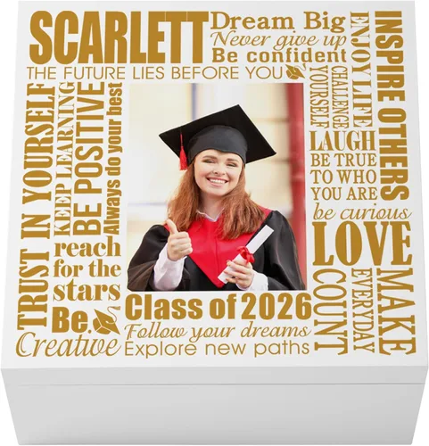 Miniatura 10 de Let's Make Memories Caja de recuerdos personalizada, para la clase de graduación de 2026 o cualquier año, caja de recuerdos de graduados