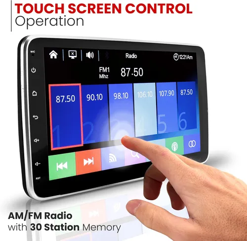 Miniatura 3 de Pyle Estéreo de coche DIN único de 10.1 pulgadas, unidad principal receptora de pantalla táctil estéreo Bluetooth Indash con cámara de respaldo