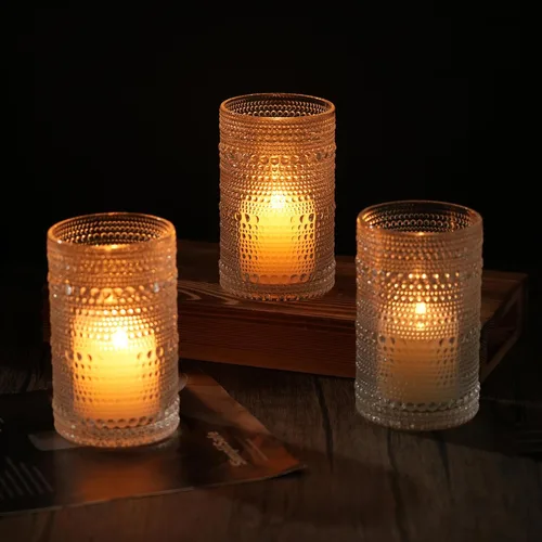 Miniatura 6 de Moretoes Juego de Vasos para Beber Hobnail de 12, Vasos Altos de 12 Oz Transparentes con Relieve Embosado Estilo Boho, Vasos de Agua para Cocina
