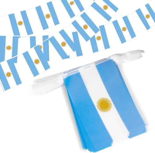 Anley Banderines de cuerda de Argentina, banderines para eventos patrióticos, decoración del Día de la Independencia de Argentina, 9 de julio,