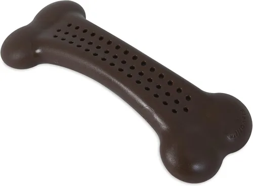 Pet Qwerks Barkbone Flavorit - Hueso con sabor a mantequilla de maní – Superficie rellenable para untes; juguetes resistentes y duraderos para